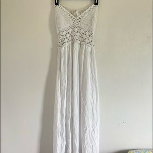 pretty white boho backless dress